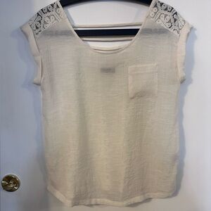 Mine Cream Lace Accent Women's Blouse size L